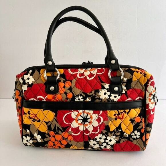 Vera Bradley Mini Loft Duffel Bittersweet Quilted Zip Pockets Floral Lined - Picture 15 of 16